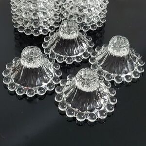 (4) 1950s "Berwick - Boopie Clear" Candle Sticks by Anchor Hocking